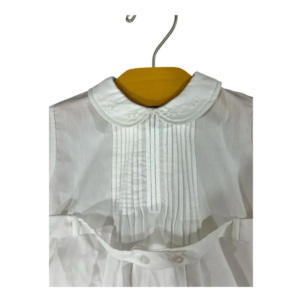 Vintage Feldman Bros Boys 6 Mo Bubble Romper White Belt Baptism Christening